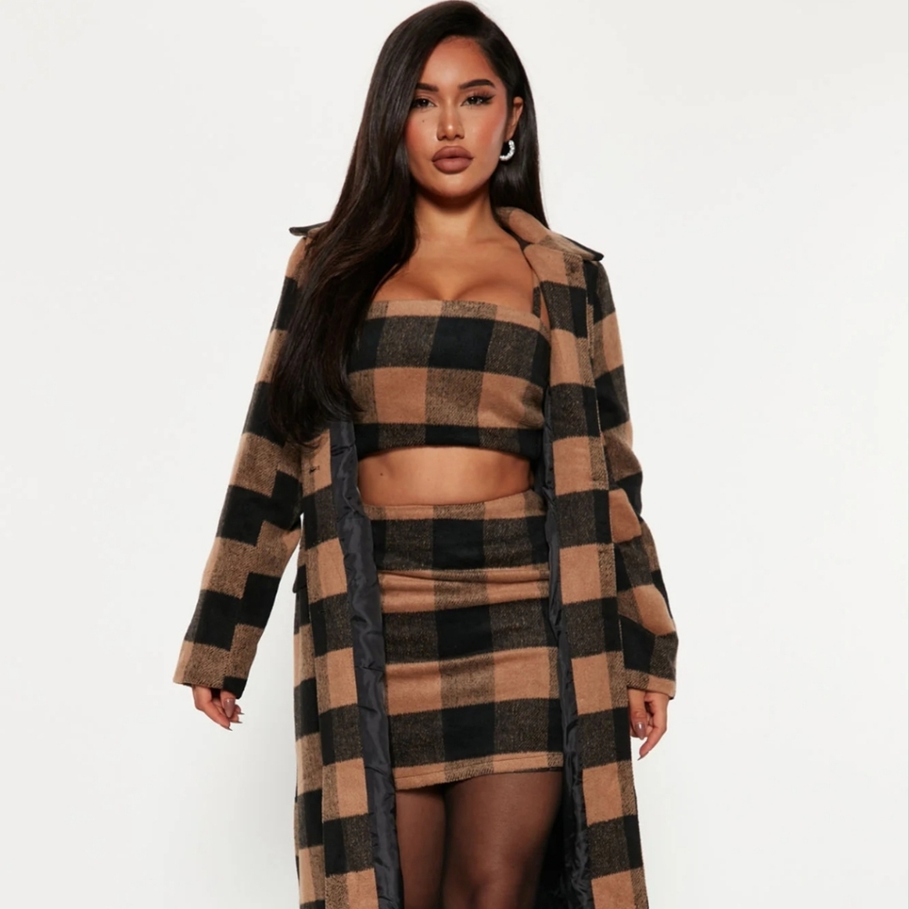 She's Cute 3 Piece Plaid Skirt Set